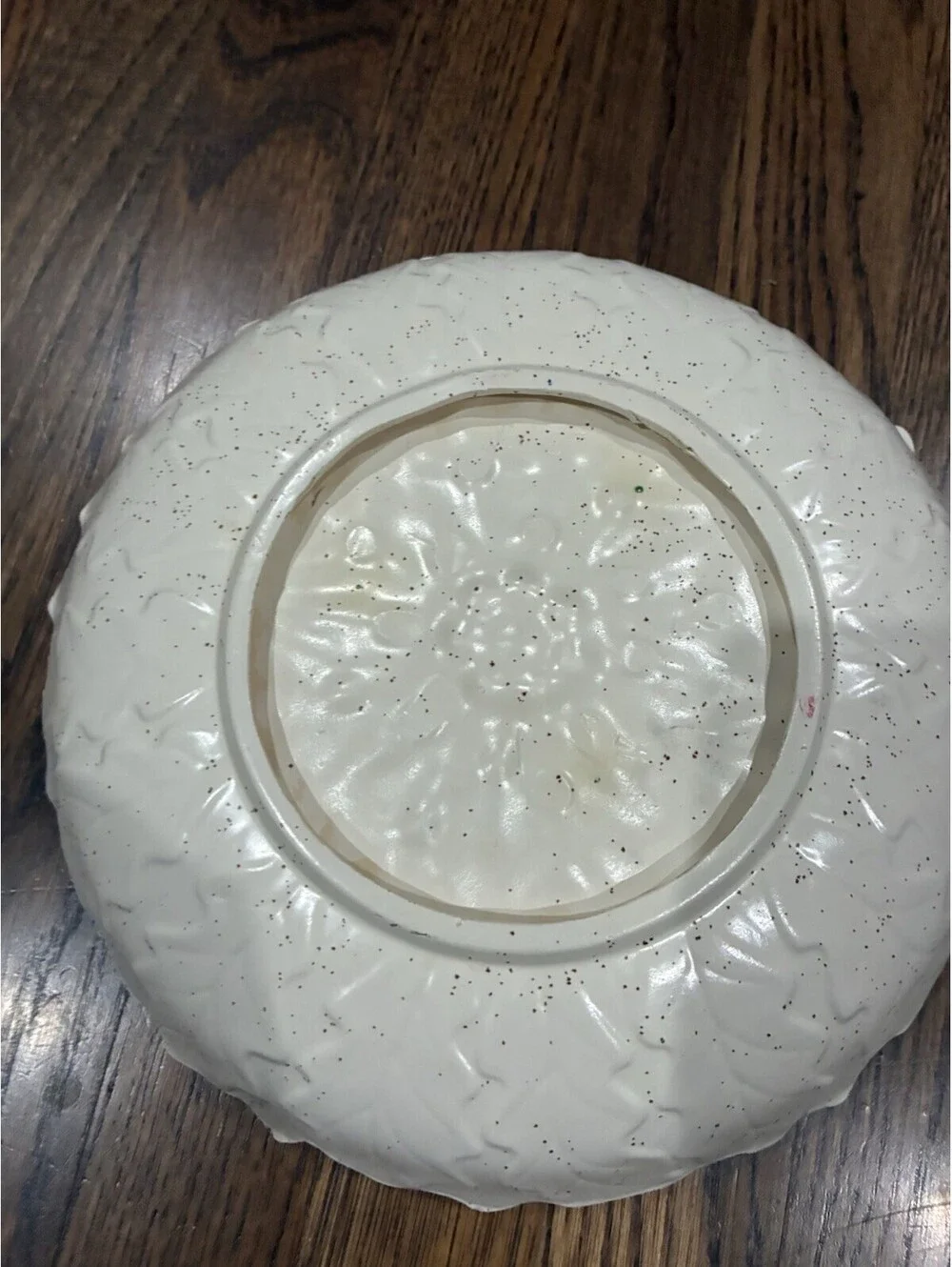 Vintage Speckled Ceramic Poinsettia Decorative Platter / Holiday Serving Dish